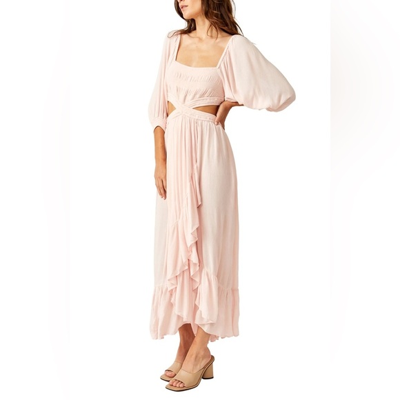 FREE PEOPLE
Cross My Heart Cutout Maxi Dress in pink rose M - Picture 1 of 10